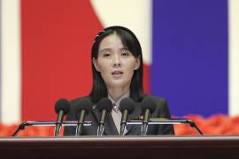 Kim Yo Jong, hermana del gobernante norcoreano Kim Jong Un, pronuncia un discurso en Pyongyang, Corea del Norte.