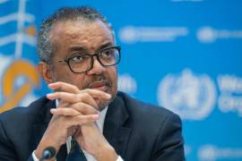 Tedros Adhanom Ghebreyesus, director general de la Organización Mundial de la Salud, habla durante una conferencia de prensa en la sede de la OMS en Ginebra, Suiza.