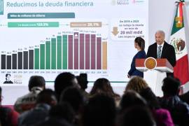 El entonces director general de Pemex, Víctor Rodríguez Padilla, director general de Pemex, durante la presentación del “Plan de Fortalecimiento de Pemex 2025-2035: reducción de deuda y estabilidad en producción petrolera”.