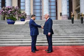 El presidente de China, Xi Jinping, recibió al presidente Trump en Pekín el jueves.