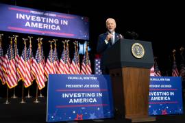 El presidente Joe Biden pronuncia un discurso en el Westchester Community College de la Universidad Estatal de Nueva York en Valhalla, Nueva York.