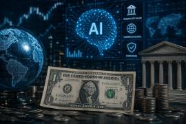 Imagen creada a través de Inteligencia artificial sobre la posibilidad de cómo la IA podría reforzar el dominio del dólar.