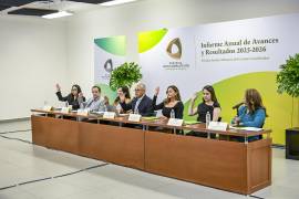 Integrantes del Comité Coordinador durante la presentación del Informe Anual de Avances y Resultados 2025-2026 del Sistema Anticorrupción de Coahuila.