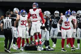 Los Giants derrotaron 34-10 a los Raiders en el estadio de Las Vegas, en un duelo marcado por el control ofensivo visitante y un regreso de despeje clave.