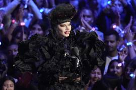 Lady Gaga accepts the award for artist of the year during the MTV Video Music Awards on Sunday, Sept. 7, 2025, at UBS Arena in Elmont, N.Y. (Photo by Charles Sykes/Invision/AP)