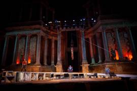 Un momento de la puesta en escena de la obra Antígona en la 66 Edición del Festival Internacional de Teatro Clásico de Mérida, en 2020.