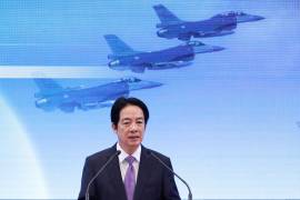 El presidente taiwanés Lai Ching-te pronuncia un discurso con motivo de su segundo aniversario en el cargo durante una conferencia de prensa en Taipéi, Taiwán.