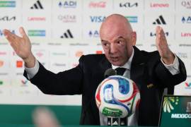 El presidente de la FIFA, Gianni Infantino, durante una conferencia de prensa, el miércoles 10 de junio de 2026, en el estadio Azteca de la Ciudad de México.