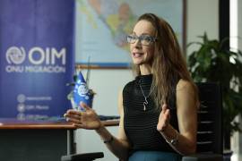 La jefa de misión de la Organización Internacional para las Migraciones (OIM) en México, Dana Graber Ladek, durante una entrevista con EFE en Ciudad de México (México).