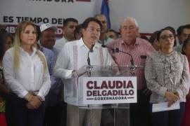 El Presidente Nacional del Partido Morena, Mario Delgado, junto a la aspirante a la gubernatura de Jalisco, Claudia Delgadillo, anunció que impugnarán la elección.