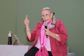 Teresa Columba Ulloa Ziáurriz durate el Foro de la Construcción de la Paz y Reconciliación Nacional Región Tlaxcala-Puebla, el 25 de septiembre de 2018.