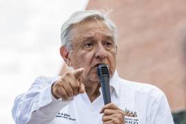 Andrés Manuel López Obrador el pasado 12 de agosto, durante su visita en Parras, Coahuila, para grabar spots publicitarios en el Banco del Bienestar.
