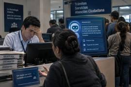 Imagen creada a través de la inteligencia artificial para ilustrar como la IA podría dificultar el trabajo de un servidor público en su trato con las personas.