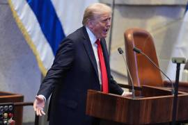 El presidente de Estados Unidos, Donald Trump, habla en el Knéset, el parlamento israelí, el lunes 13 de octubre de 2025 en Jerusalén.