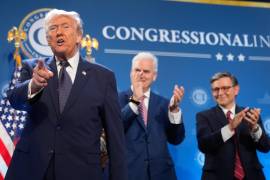 El presidente de Estados Unidos, Donald Trump, en la Conferencia de Asuntos de Miembros Republicanos, el lunes 9 de marzo de 2026 en el Trump National Doral Miami en Doral, Florida.
