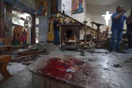 Vista de la iglesia Mar Elias en Dweil'a, en las afueras de Damasco, Siria, después del atentado ocurrido en domingo. FOTO