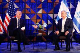 18/11/2023. El presidente de Estados Unidos, Joe Biden (i), y el primer ministro israelí, Benjamin Netanyahu (d), en una conferencia de prensa conjunta celebrada en Tel Aviv (Israel).