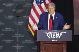 El expresidente Donald Trump habla en un mitin de campaña en la Expo del World Market Center de Las Vegas el viernes 13 de septiembre de 2024.