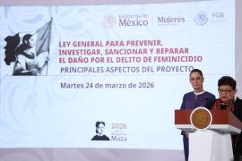 Godoy acudió a la mañanera de Sheinbaum para presentar una ley en materia de feminicidio.