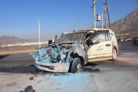 Se incendia camión de valores, en Ramos Arizpe