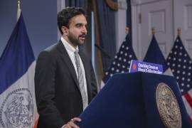 El alcalde de la ciudad de Nueva York, Zohran Mamdani, habla durante una conferencia de prensa en el Ayuntamiento.
