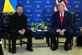 El presidente estadounidense Donald Trump se reúne con el presidente de Ucrania, Volodymyr Zelenskyy, durante la Asamblea General de Naciones Unidas, el 22 de septiembre de 2026, en la sede de la ONU.
