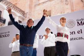 Sheinbaum y Monreal tuvieron un “Encuentro con el pueblo de Zacatecas, realizado en la Plaza de Armas de la capital.