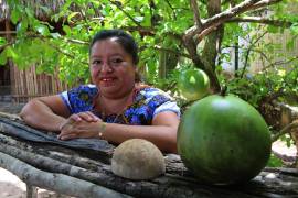 La chef indígena Rosalía Chay posa para durante una entrevista con Efe, el 27 de agosto de 2022 en Yaxunah, Yucatán (México).