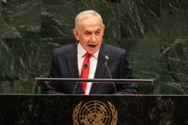 NEW YORK (United States), 24/09/2026.- Israel's Prime Minister Benjamin Netanyahu speaks during the General Debate of the 81st session of the United Nations General Assembly (UNGA) at United Nations Headquarters in New York, New York, USA, 24 September 2026. (Nueva York) EFE/EPA/LEV RADIN