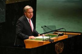 El Secretario General de las Naciones Unidas, António Guterres se dirige a los miembros de las la ONU durante la Asamblea General.
