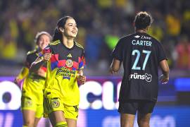 Scarlett Camberos fue la figura de la noche al firmar un triplete ante Gotham FC y encaminar al América Femenil a la Final de la Concachampions W.