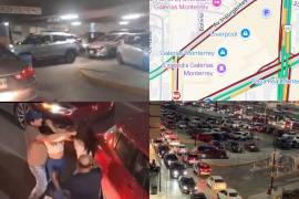 Sse vivió un caos vial en las inmediaciones de la plaza comercial Galerías en la Zona Metropolitana de Monterrey.