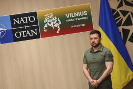 El presidente ucraniano Volodímir Zelenski asiste a una reunión con los líderes de la OTAN en Vilna