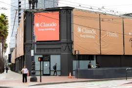 Pancartas que promocionan el modelo de inteligencia artificial Claude de Anthropic en San Francisco. Anthropic revolucionó el mundo tecnológico con el lanzamiento limitado de su modelo de IA Claude Mythos.