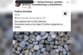 Ponen en venta 'piedras benditas' encontradas junto a estructura de la Virgen de Guadalupe en Nuevo León