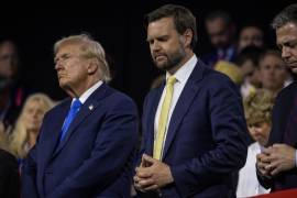 El candidato presidencial republicano y ex presidente Donald Trump y el candidato republicano a la vicepresidencia, el senador J.D. Vance de Ohio en la Convención Nacional Republicana en Milwaukee.