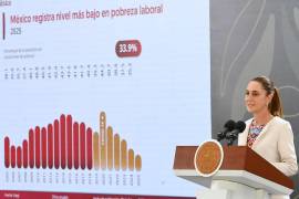 Claudia Sheinbaum Pardo, presidenta de México, durante la conferencia Mañanera del Pueblo en la que se presentó el informe de seguridad.
