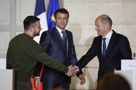 “Rusia no puede y no debe ganar”, dijo ante Zelenski el presidente de Francia, Emmanuel Macron.
