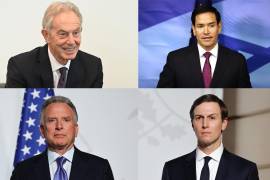 El ex primer ministro británico Tony Blair (Arriba-i), el secretario de Estado de EU, Marco Rubio (arriba-d), el emisario de la Casa Blanca, Steve Witkoff (abajo-i), y Jared Kushner supervisarán el nuevo Gobierno de Gaza.