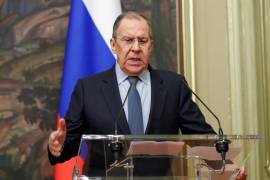 El ministro de Relaciones Exteriores de Rusia, Sergei Lavrov, asiste a una conferencia de prensa en Moscú, Rusia. EFE/EPA/Shamil Zhumatov