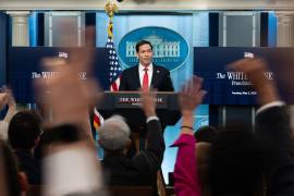 El secretario de Estado, Marco Rubio, se dirige a los medios de comunicación en la sala de prensa de la Casa Blanca.