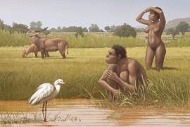 Ilustración de Homo bodoensis, una nueva especie de ancestro humano, vivió en África durante el Pleistoceno Medio. Hipertextual/Ettore Mazza