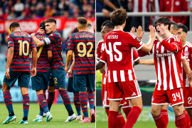 Armando “Hormiga” González regresó al once inicial del Olympiacos y jugó 60 minutos en la goleada ante Kalamata, mientras que Johan Vásquez fue titular y capitán con Genoa.