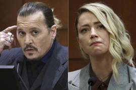 En esta combinación de fotos aparecen Johnny Depp (izquierda) y Amber Heard (derecha) dan su testimonio durante el juicio que se realizó hace unas semanas en Fairfax, Virginia.