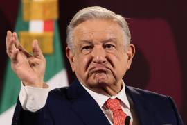 El presidente de México, Andrés Manuel López Obrador, durante su mañanera. Durante los últimos dos años, 2022 y 2023, se reportaron los picos más altos de víctimas por la extorsión con 8.36 y 8.48, respectivamente.