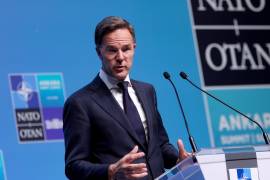 El secretario general de la OTAN, Mark Rutte, habla durante una conferencia de prensa en la Cumbre de la OTAN de 2026 en Ankara, Turquía.