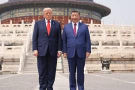 Trump se mostró notablemente más callado en la siguiente parada de los líderes, el Templo del Cielo del siglo XV.