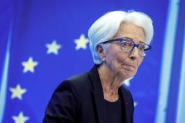 Christine Lagarde, presidenta del Banco Central Europeo durante una conferencia de prensa luego de una reunión del consejo de gobierno en Frankfurt, Alemania.
