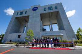 Ceremoniade inauguración de la Instalación de Investigación de Dinámica de Vuelo, el túnel de viento más reciente de la NASA, este viernes en el Centro de Investigación Langley de la NASA en Hampton, Virginia .
