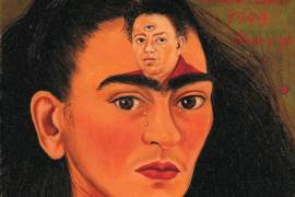 La obra “Diego y yo”, un autorretrato de Frida Kahlo donde aparece su busto con una imagen de su marido, Diego Rivera, sobre la frente, y que fue completado en 1949, pocos años antes de su muerte. EFE/Sotheby’s